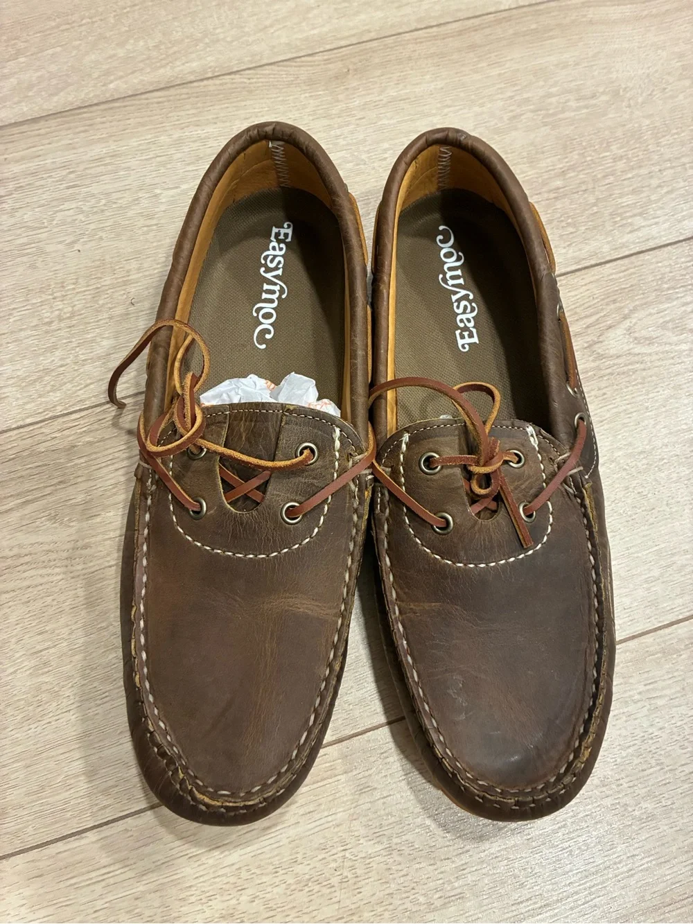 NEW Easymoc Men’s Trooper Moc Loafers Crazy Horse Brown Made in USA Size 11.5